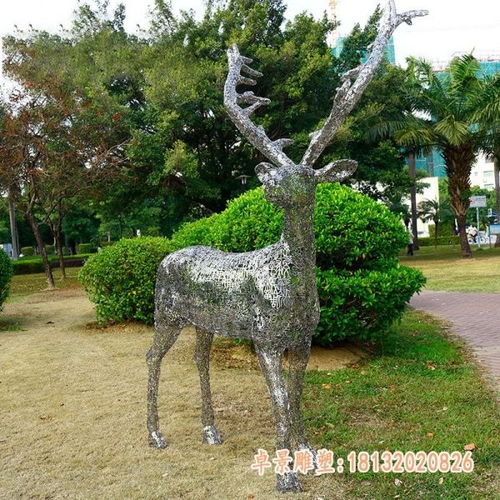 不锈钢镂空鹿雕塑户外园林花园 厦门白钢雕塑镂空鹿厂